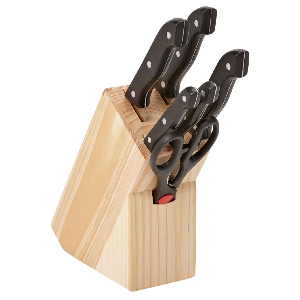 Living & Co Wooden Knife Block Set 7 Pack The Warehouse