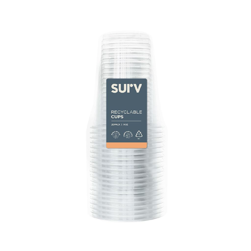 SURV. Recyclable Cups 266ml Clear 20 Pack Clear The Warehouse