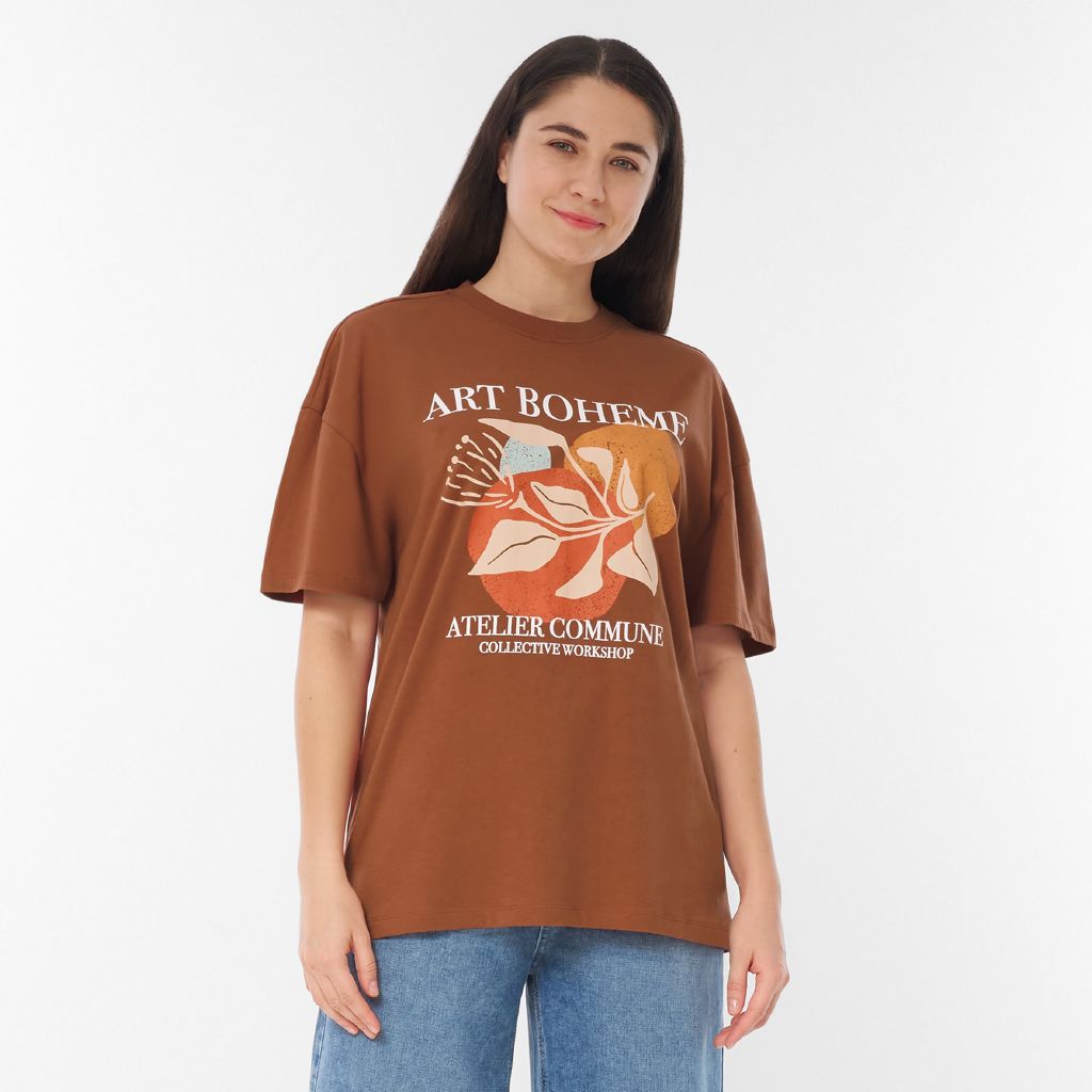 H&H Women's Short Sleeve Boyfriend Graphic Tee