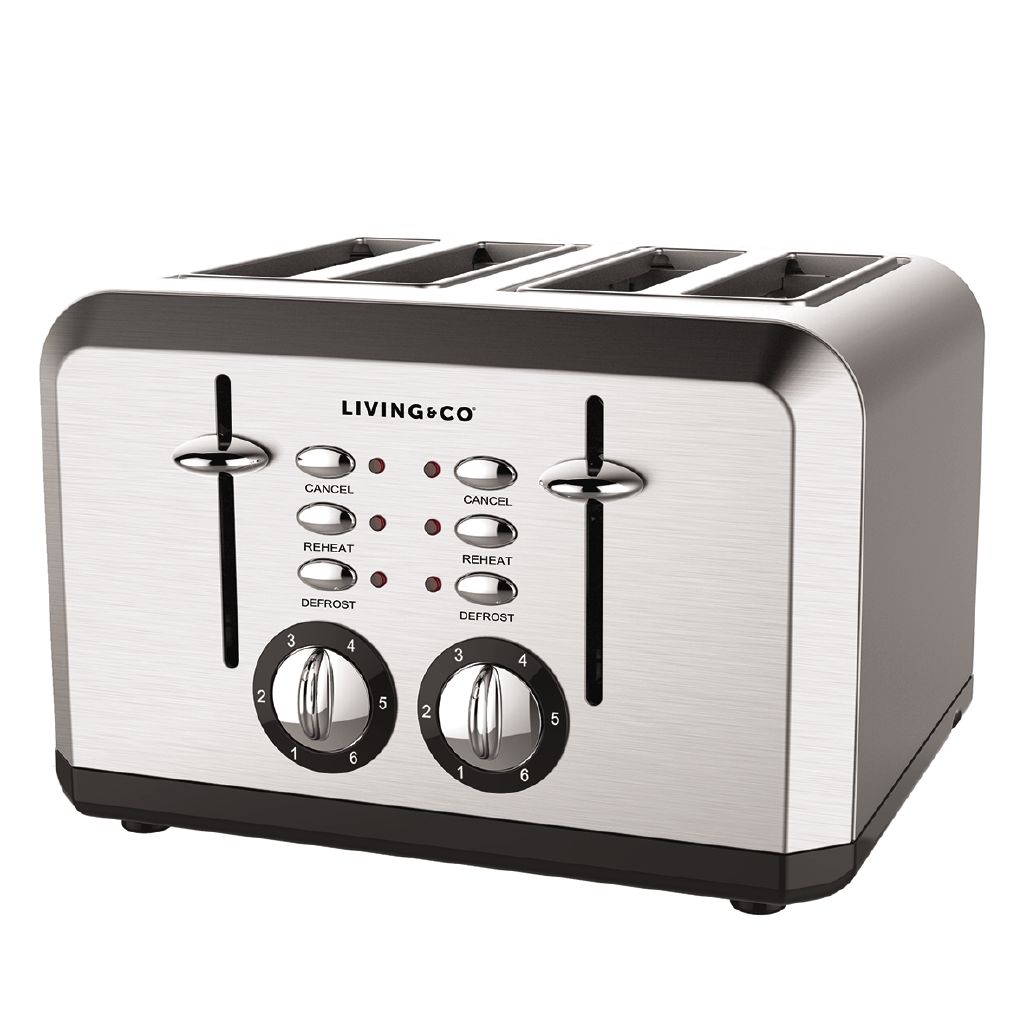 Living & Co Toaster 4 Slice Stainless Steel Stainless Steel The Warehouse