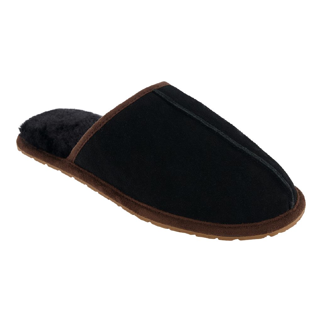 H&H Men's Richie Suede Slippers Black The Warehouse