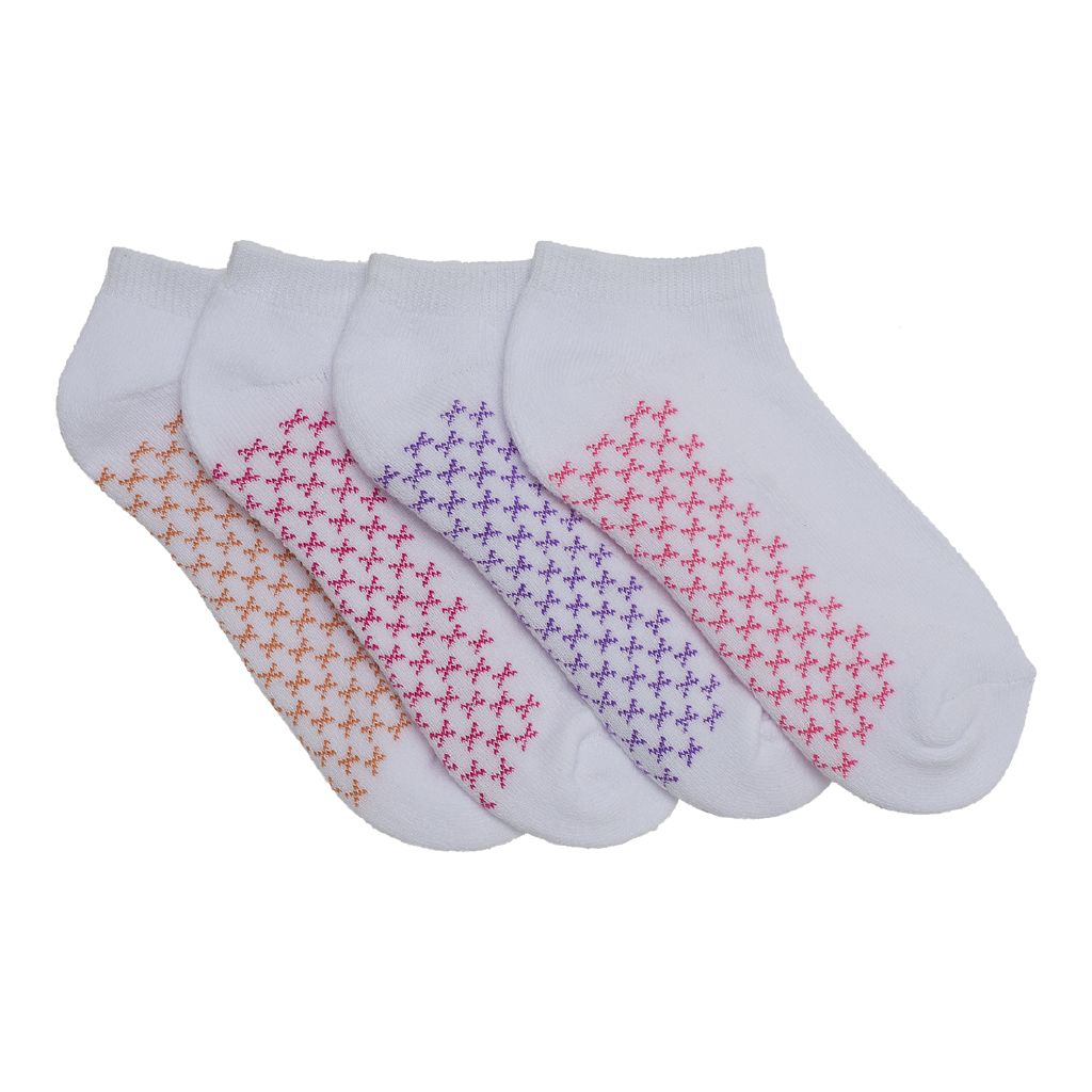 Active Intent Women's No Show Cushioned Socks 4 Pack White The Warehouse