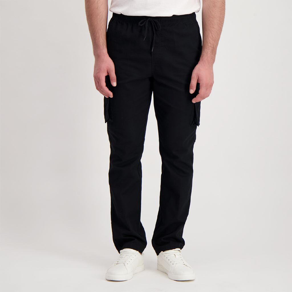 H&H Men's Elastic Waist Cargo Pants BLK1100896412 The Warehouse