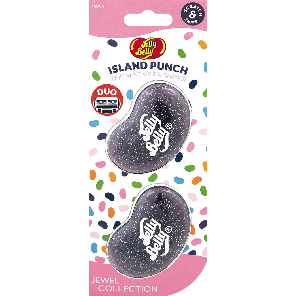 Jelly Belly Jewel Duo Vent Mount Car Air Freshener Island Punch Scent