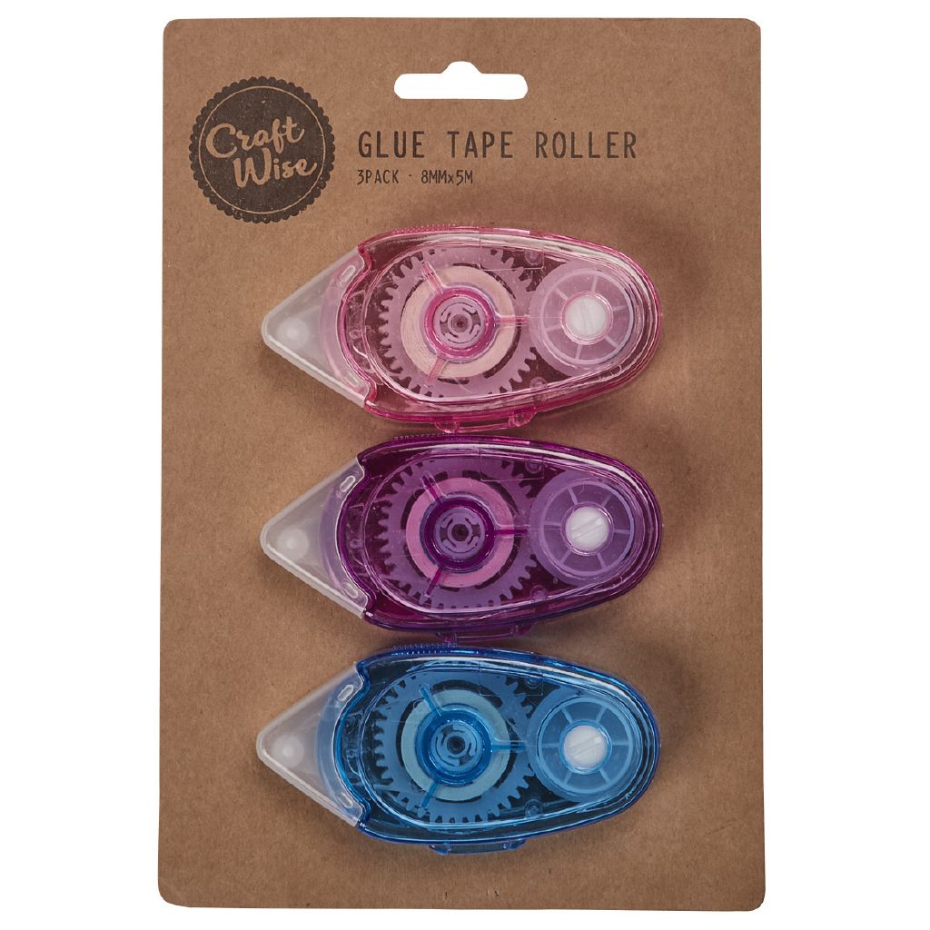 Uniti Glue Tape Roller MultiColoured 3 Pack MultiColoured The Warehouse