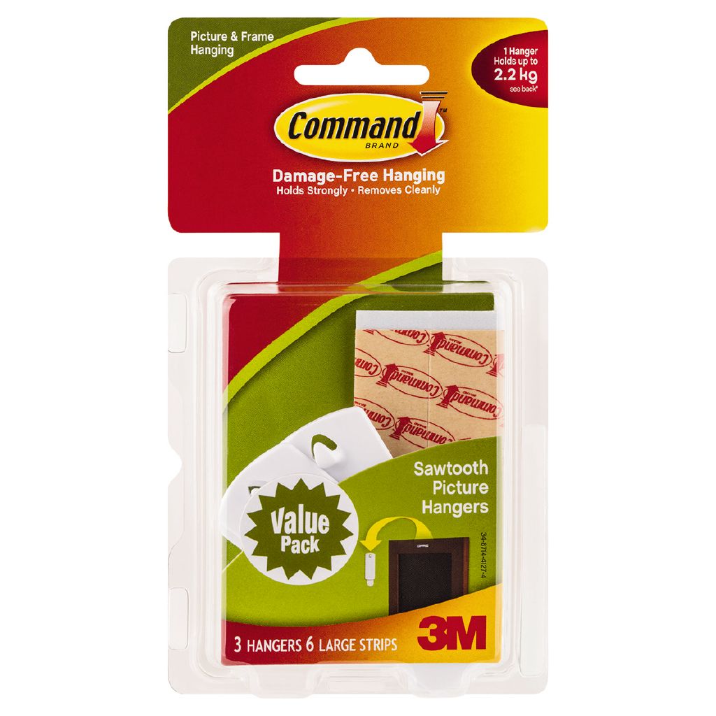 Command Sawtooth Picture Hanging Hooks Value Pack White The Warehouse