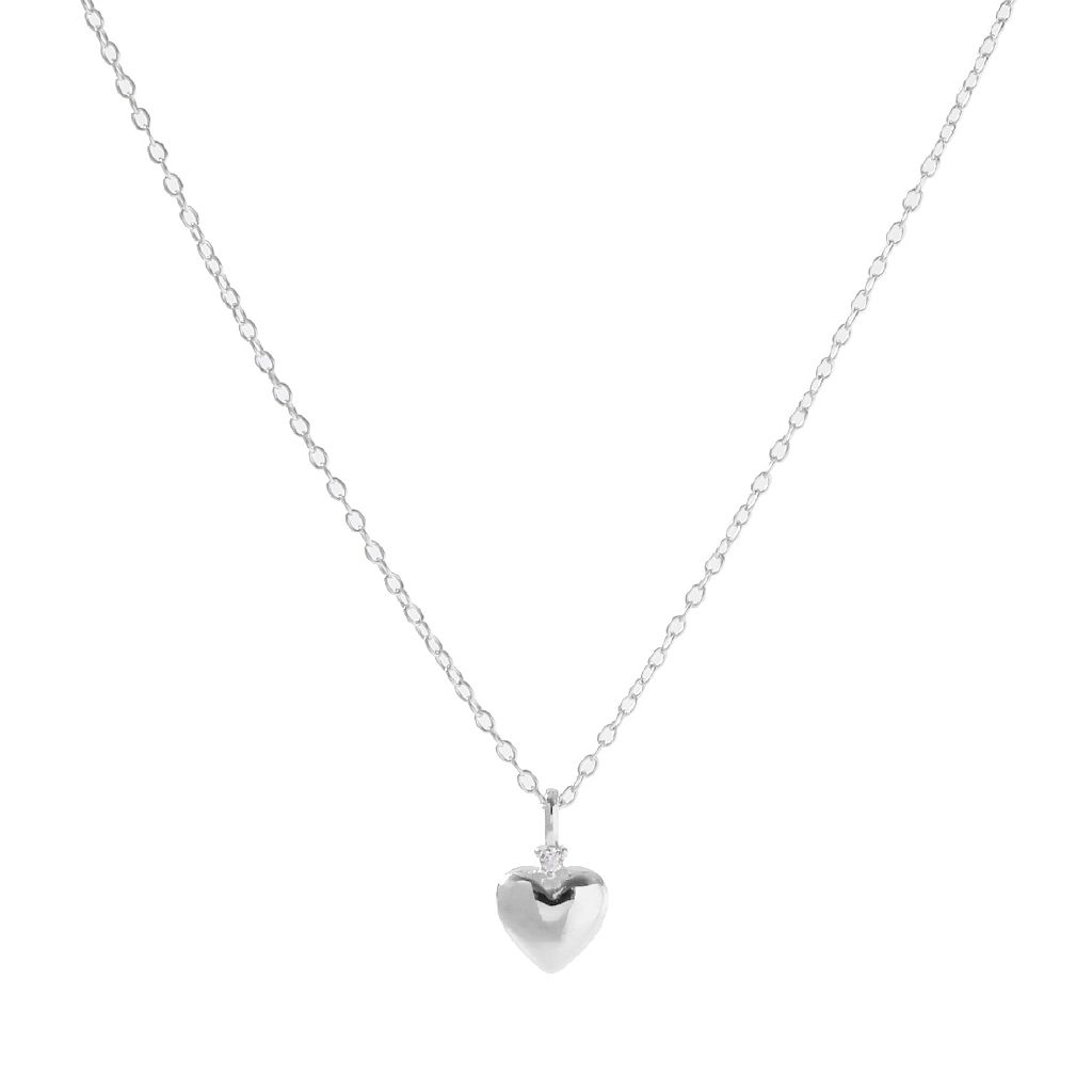 Sterling Silver CZ Chalice Heart Pendant & Chain