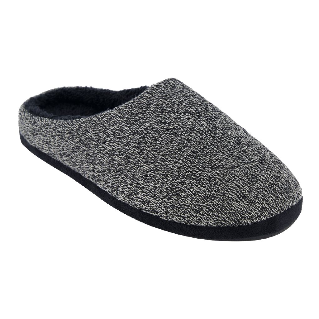 H&H Men's Knit Scuff Slippers Black The Warehouse