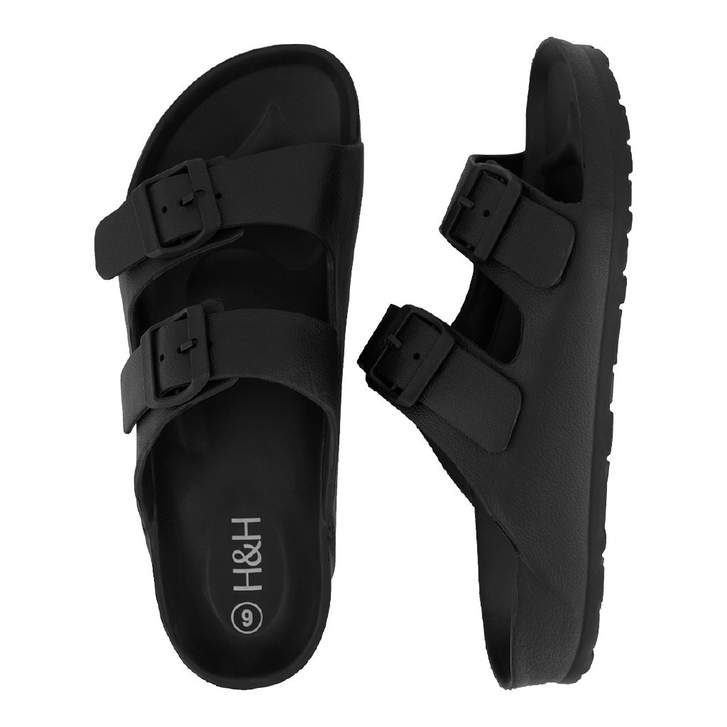 H&H Women's Be Bia Buckle Slides Black | The Warehouse