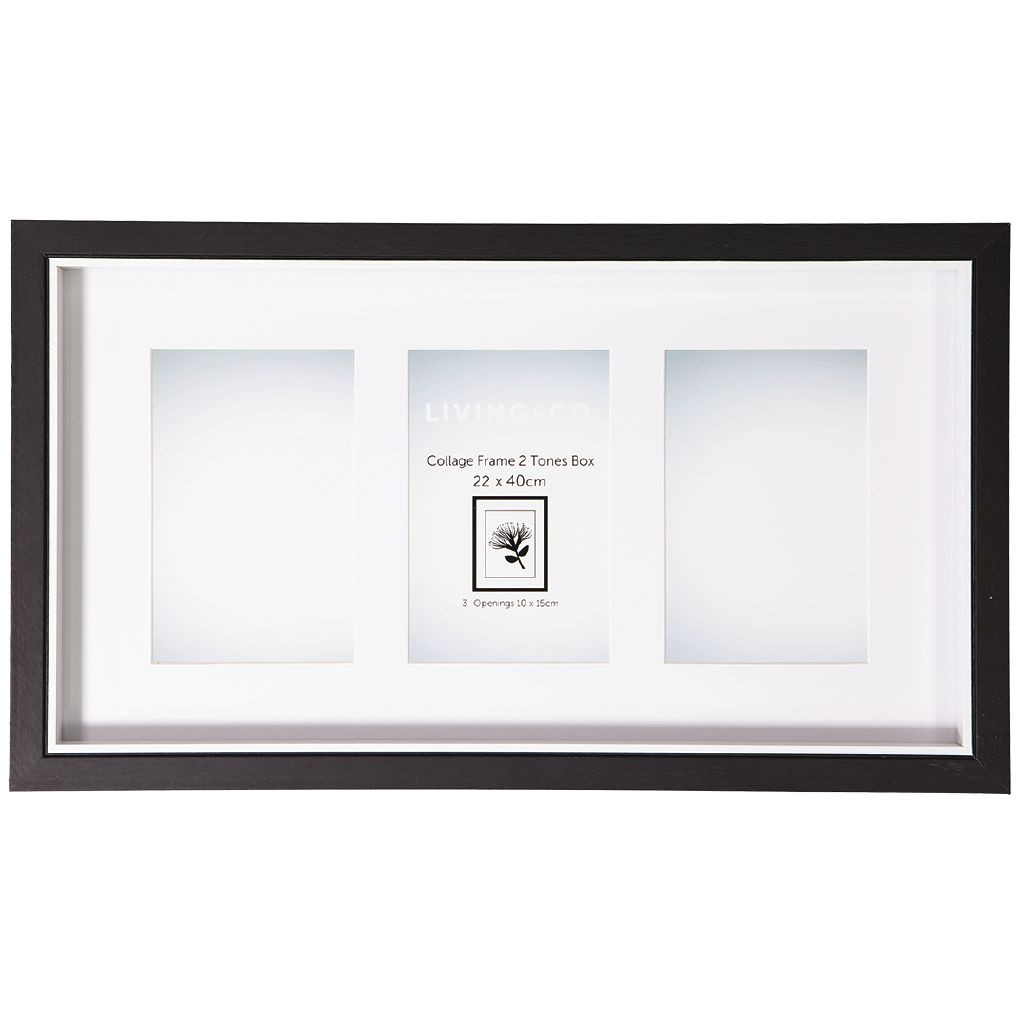 Living & Co Two Tone Collage Box Frame 3 Opening 22x40cm Black The