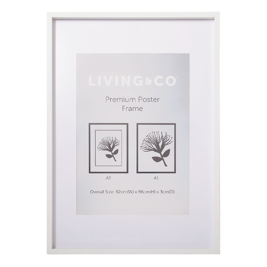 Living & Co Premium Poster Frame A1/A2 White A1 White The Warehouse