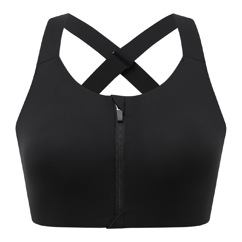 Active Intent Women's Zip Front Smooth Finish Sports Bra Black | The ...