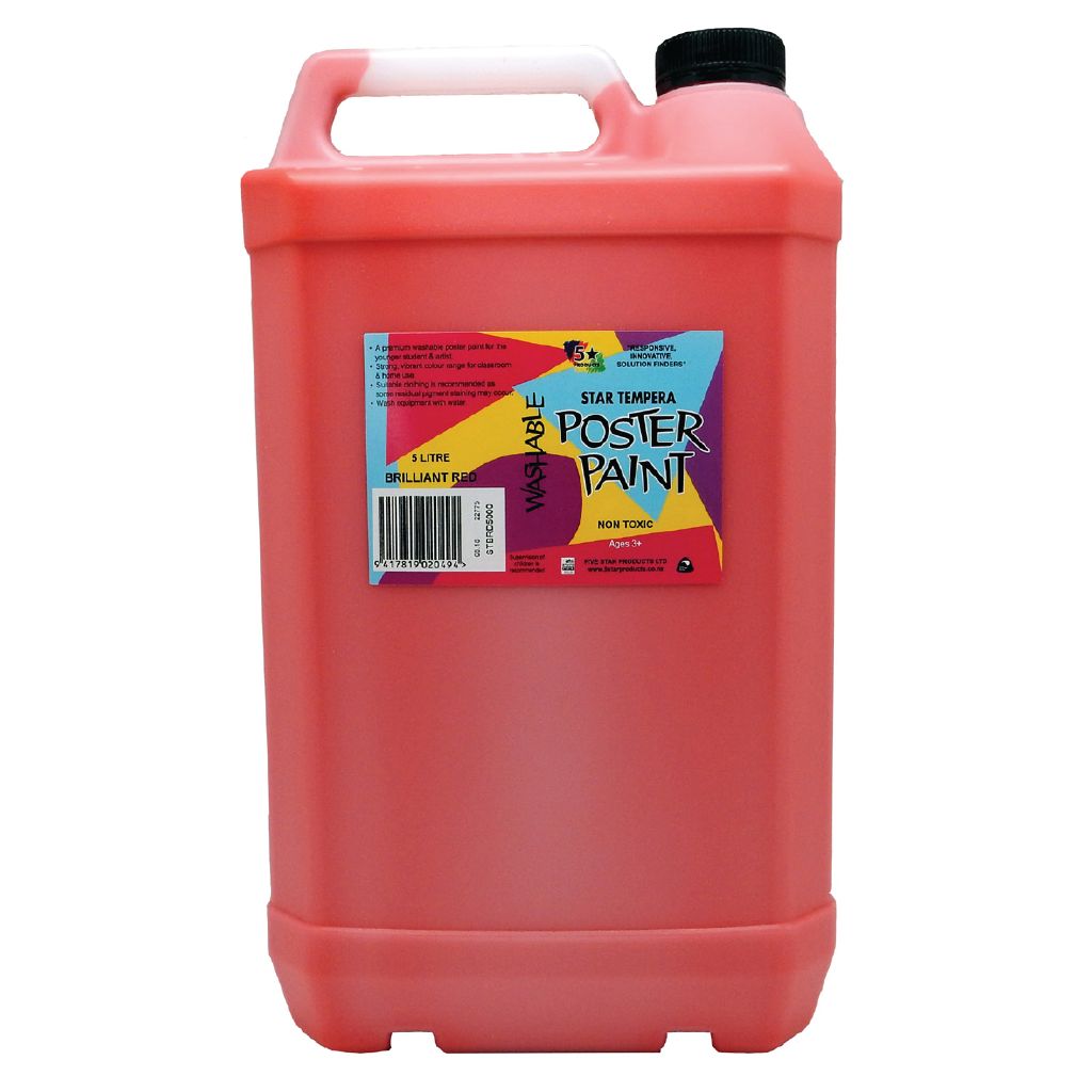 Fivestar Tempera Poster Paint Brilliant Red 5 Litre The Warehouse