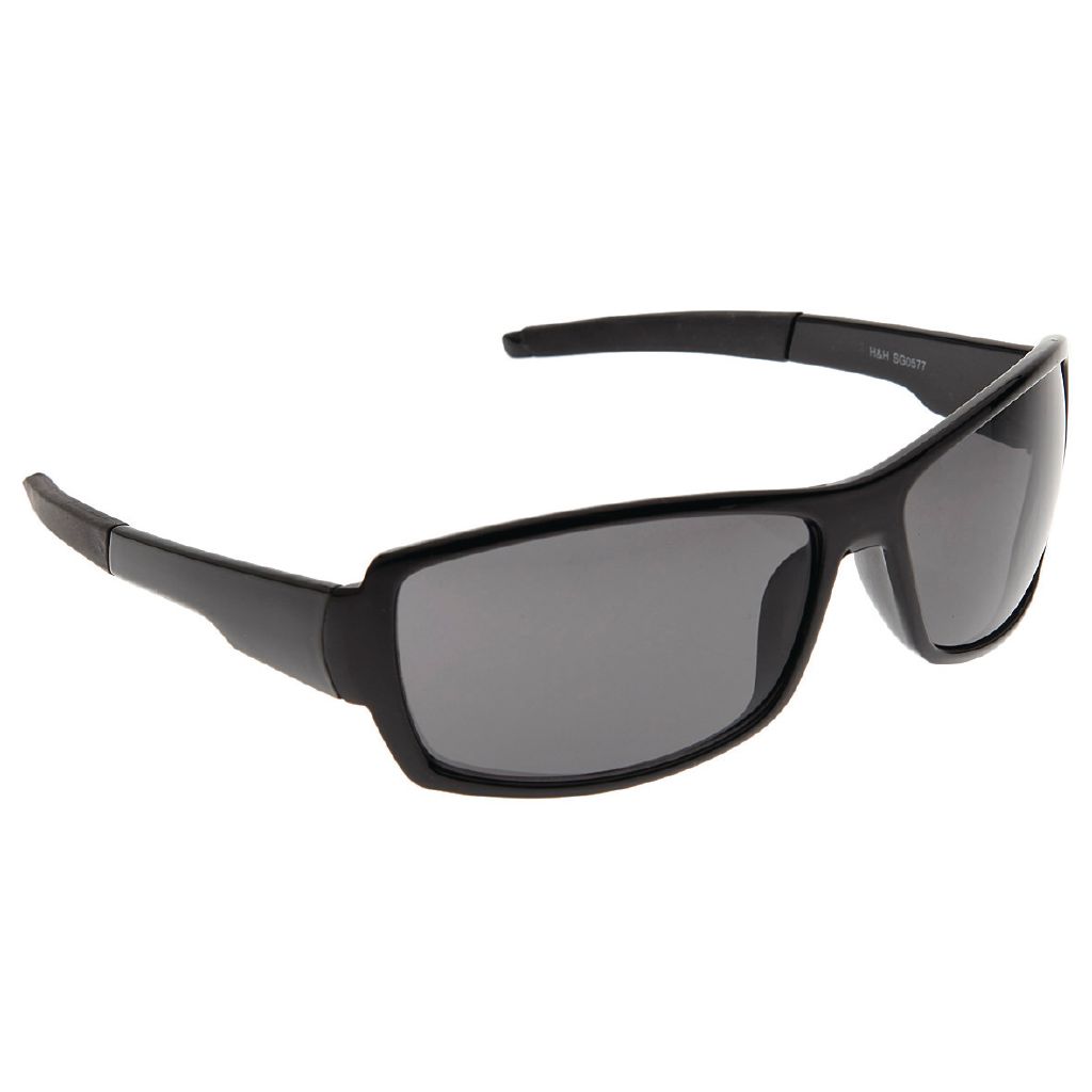 H&H Men's Classic Wrap Sunglasses Black The Warehouse