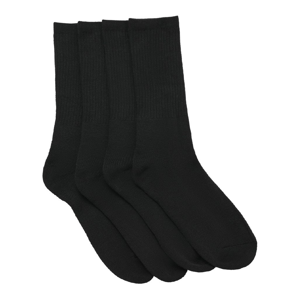 Active Intent Men's Sport Crew Socks 4 Pack Black The Warehouse