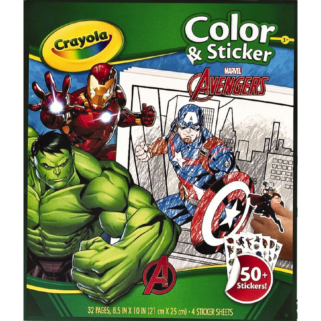 Marvel Crayola Color & Sticker Book 32 Pages The Warehouse