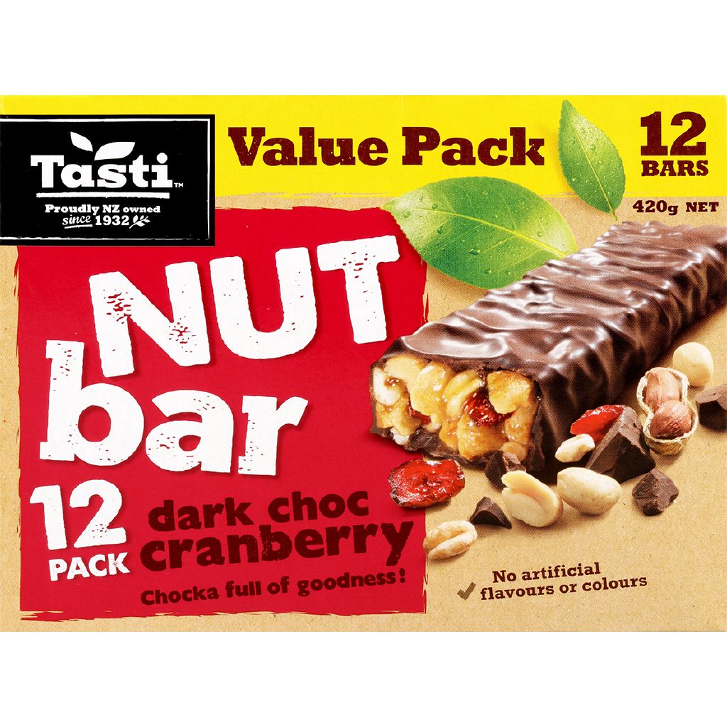 Tasti Nut Bar Dark Choc Cranberry 12 Pack The Warehouse
