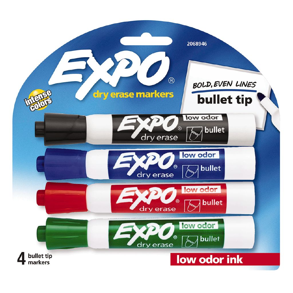 Expo Dry Erase Whiteboard Marker Bullet Tip Business 4 Pack Assorted