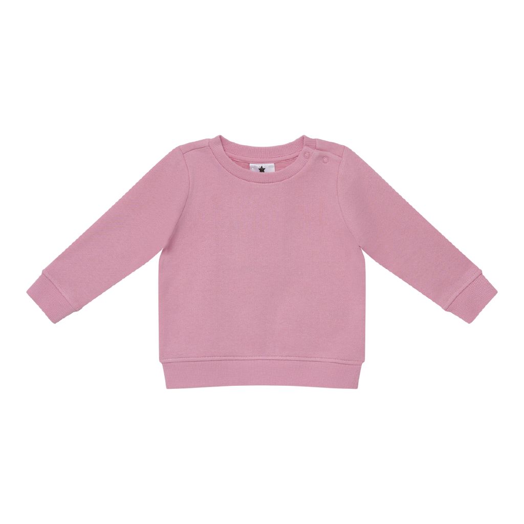 Young Original Babys' Plain Crew Sweatshirt Pink Light The Warehouse