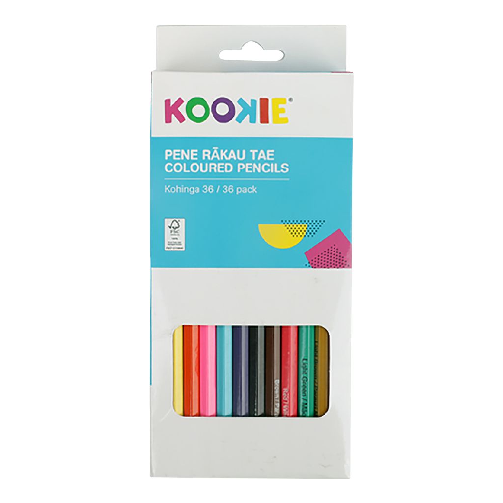 Kookie Te Reo Coloured Pencils Multi-Coloured 36 Pack Multi