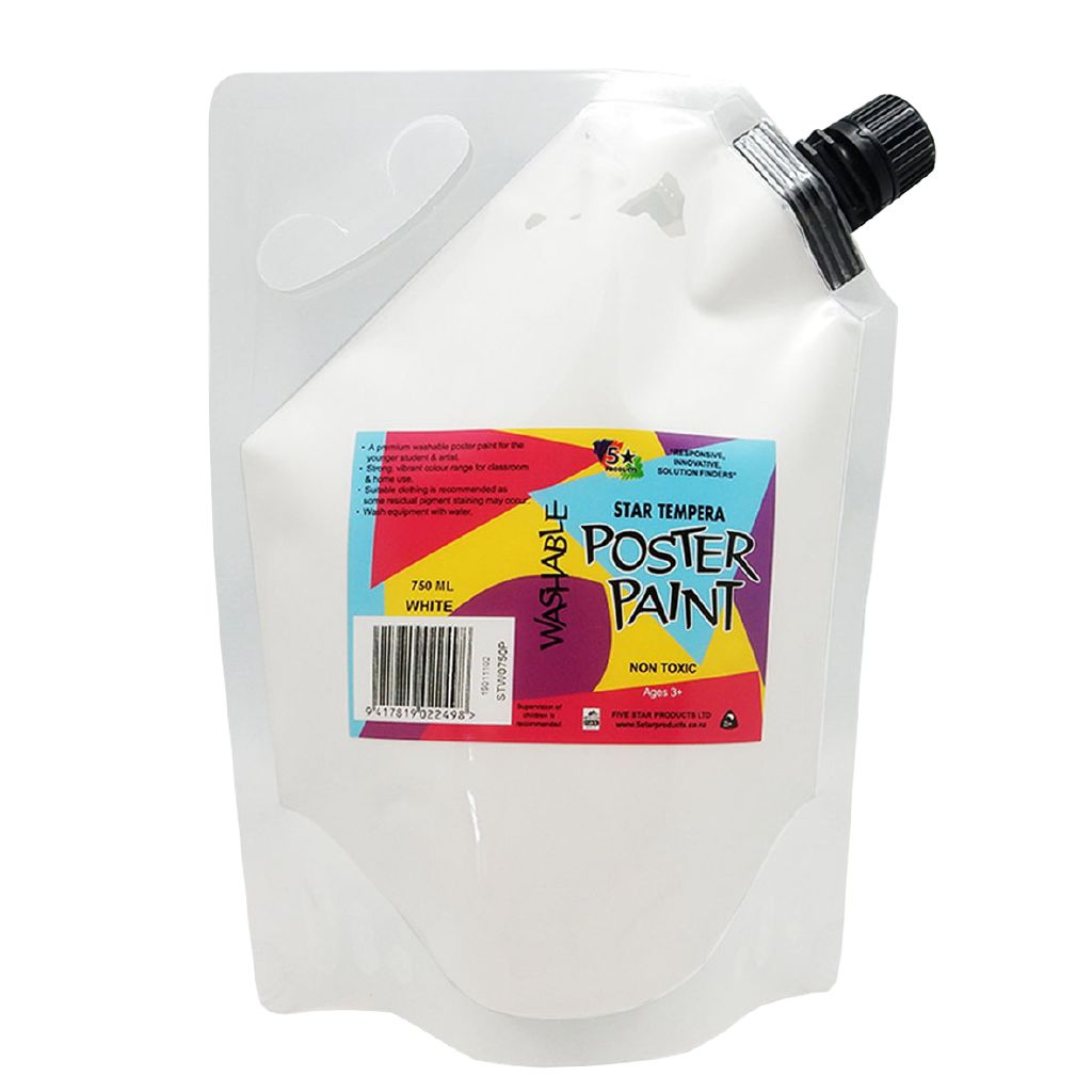 Fivestar Tempera Poster Paint White 1.5 litre Pouch The Warehouse