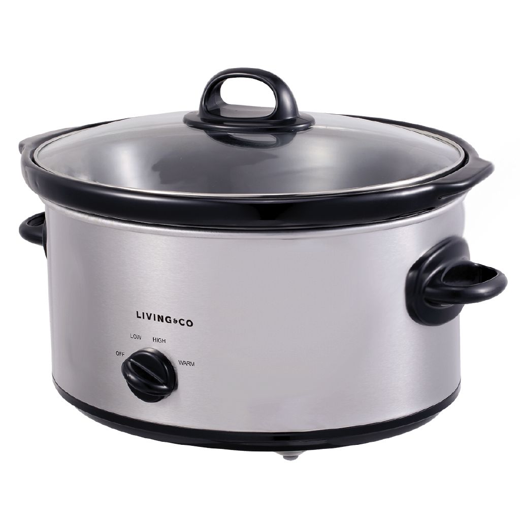 Living & Co Slow Cooker 5.7 Litre Stainless Steel Stainless Steel The Warehouse