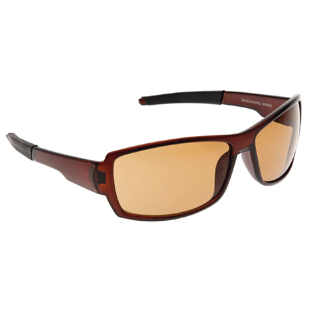 H&H Men's Classic Wrap Sunglasses Brown Mid The Warehouse
