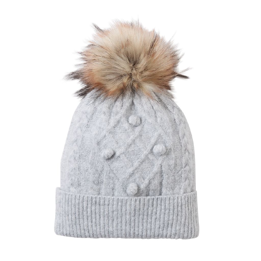 H&H Women's Cable Lined Beanie Grey Mid | The Warehouse