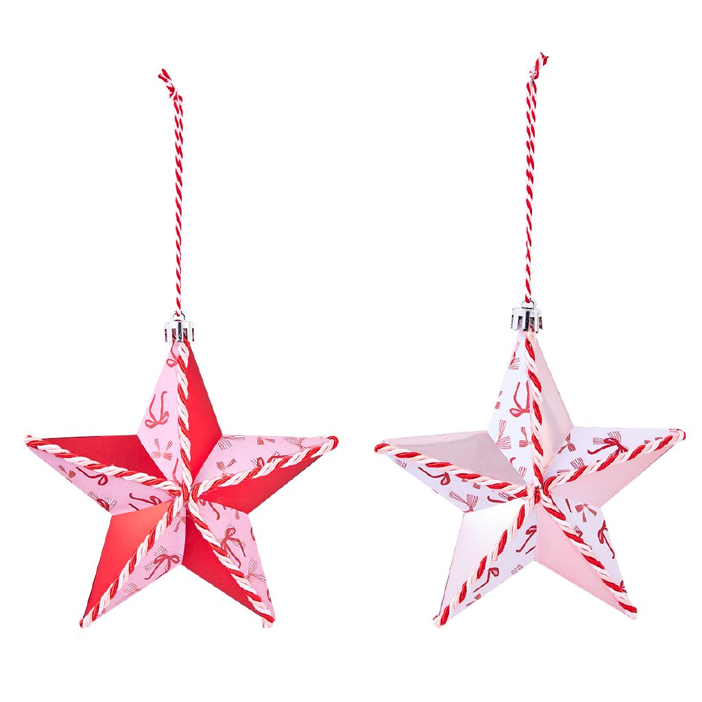 Wonderland Star with Rope 4 Pack Red/White 12cm Red/White | The Warehouse